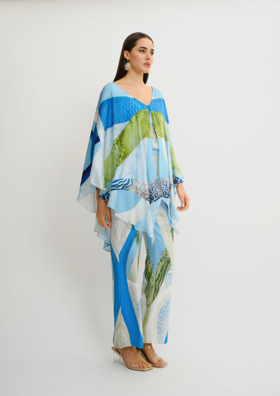 V-Neck Batwing Sleeve Dress Jardin De Lune in Cherry Satin
