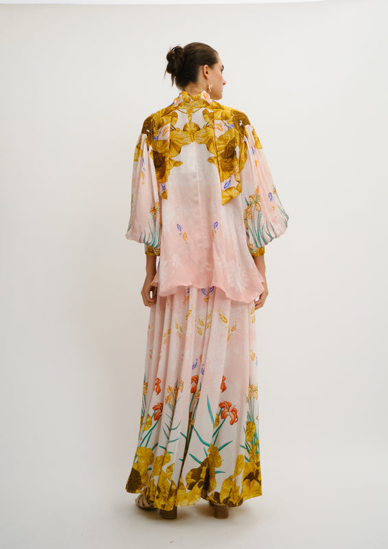 Luna Bow Oversized Shirt Jardin Au Soleil in Organza Satin
