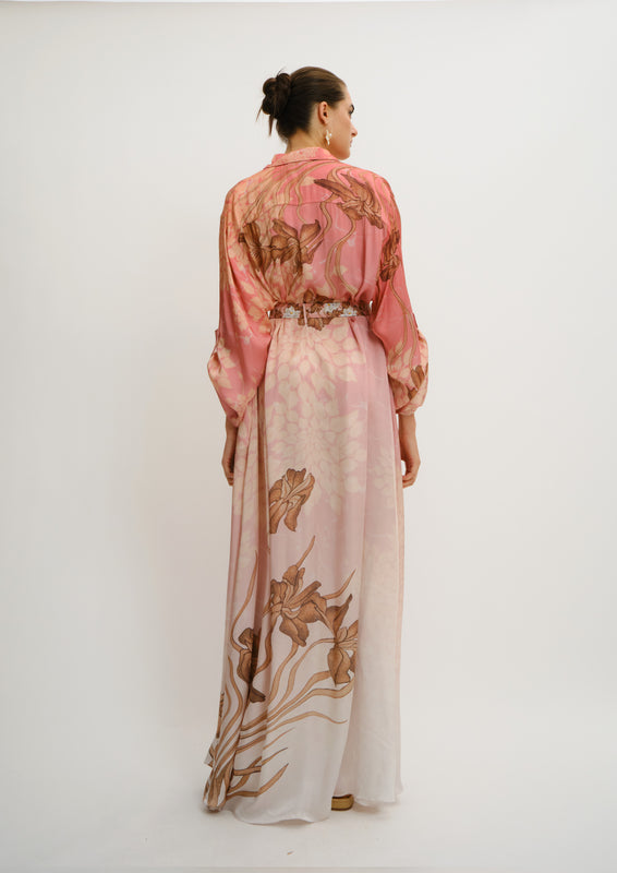 Rosa Maxi Shirt Dress Blooming Day in Elegant Twill