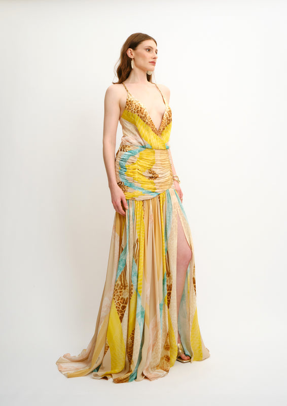Serene Braided Maxi Dress Sahara Giorno in Natural Crepe
