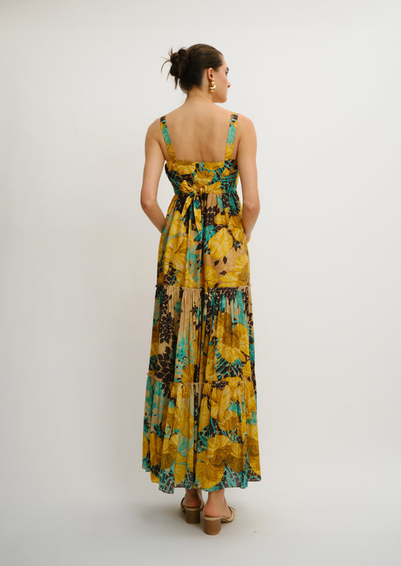 Tiered Summer Maxi Dress Jardin De Lune in Chandery Fabric
