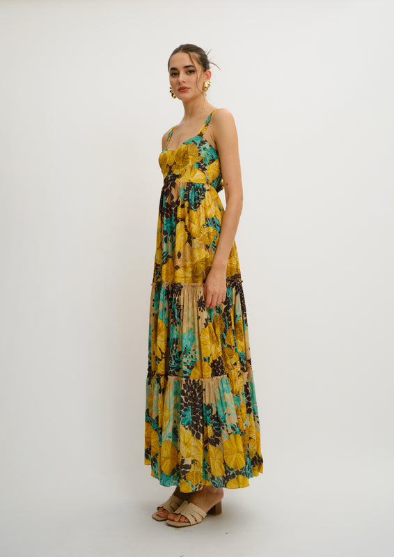 Tiered Summer Maxi Dress Jardin De Lune in Chandery Fabric
