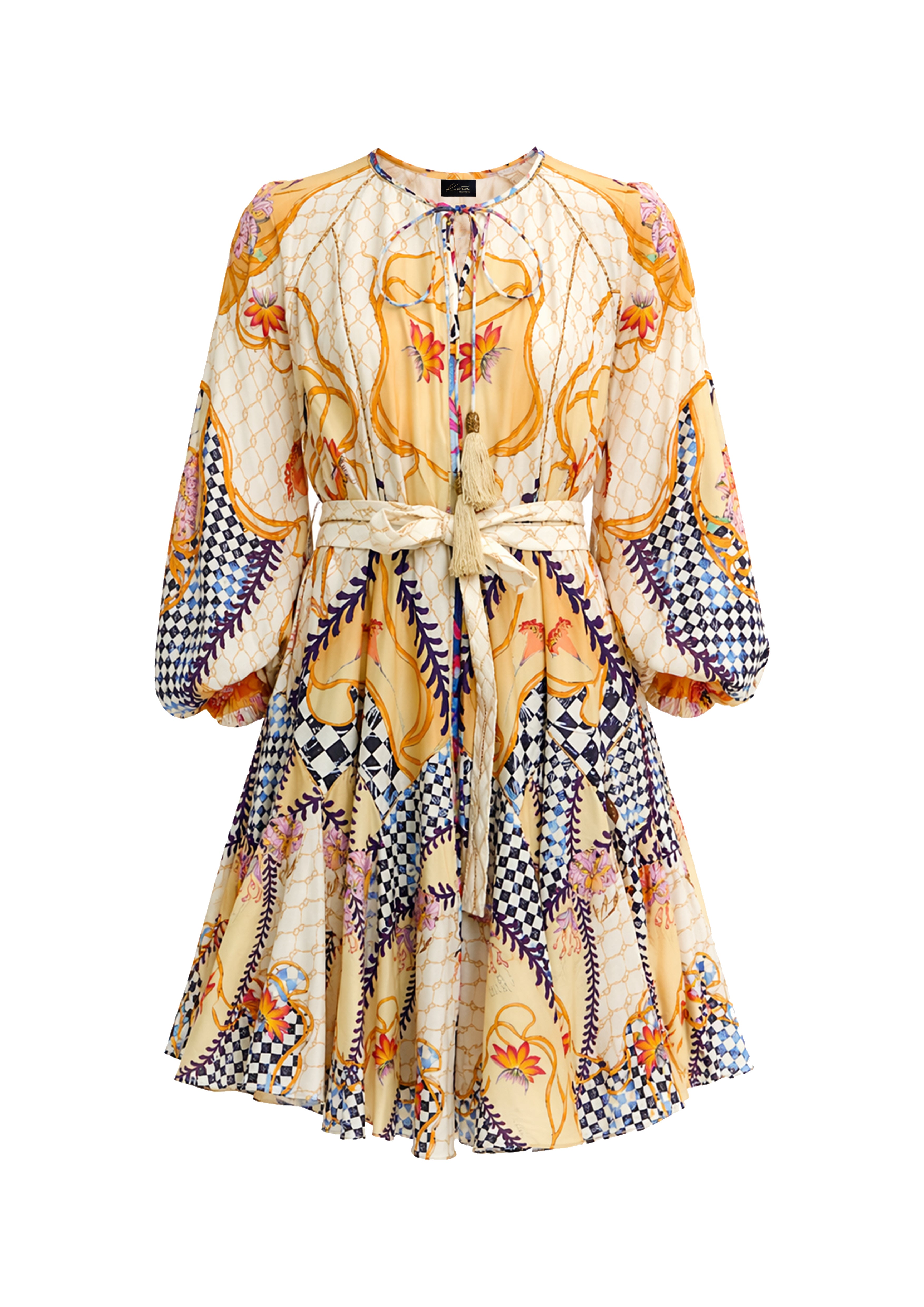 Vishivanka Mini Dress Blooming Night in Chandery Fabric
