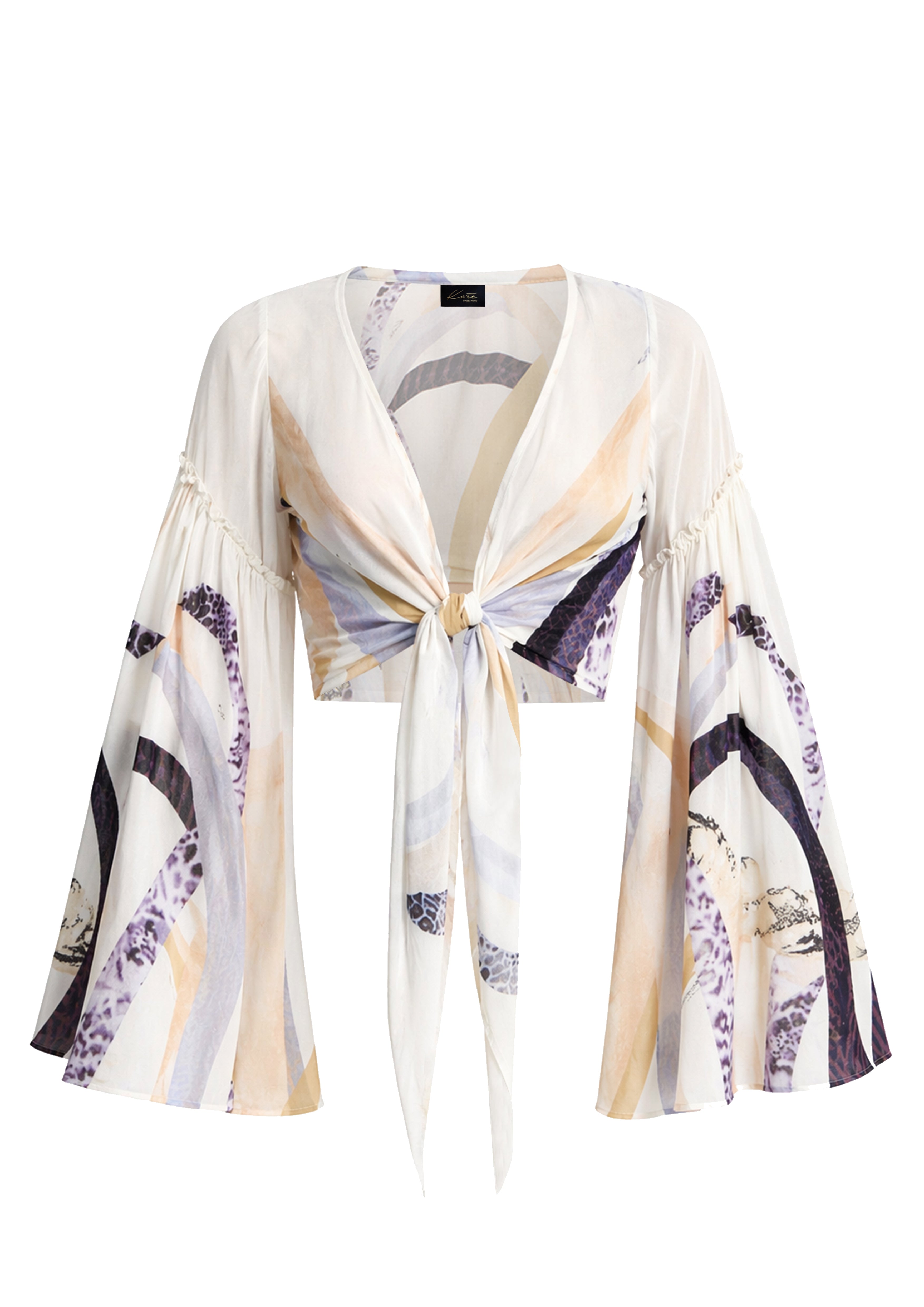 Bohemia Long Sleeve Bow Top Sahara Notte in Natural Crepe
