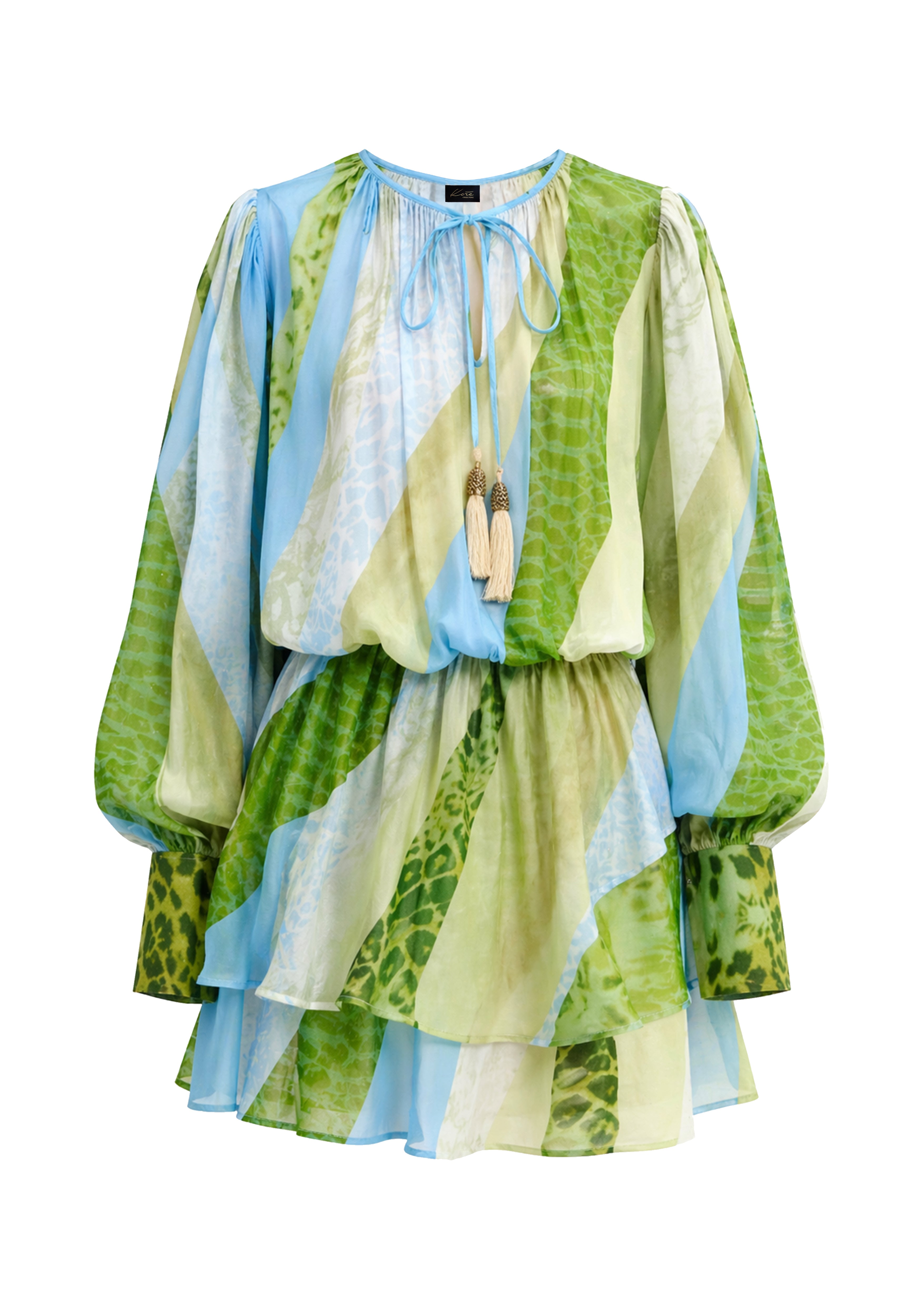 Long Sleeve Aura Mini Dress Sahara Sera in Organza Satin
