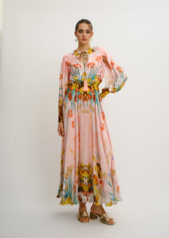 Jasmine Maxi Dress Jardin De Lune in Georgette Satin
