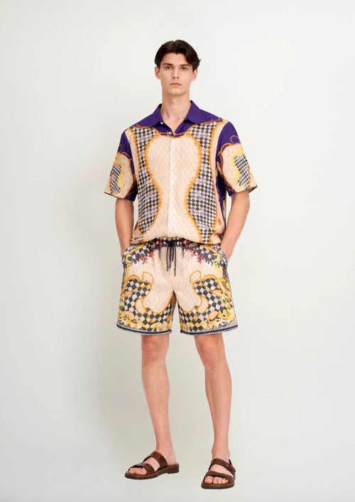 Short Swimming Trunks in Blooming Night Print