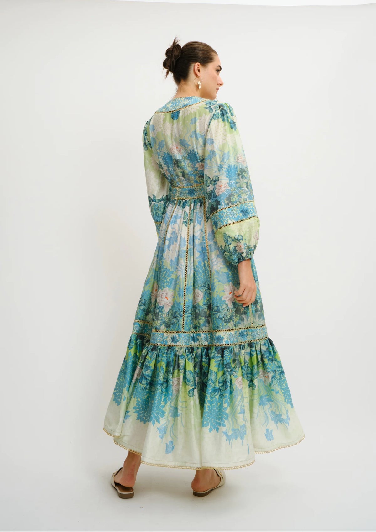 Back view of the Poesia Maxi Chemisier in Jardin du Jour by Koré Collections.