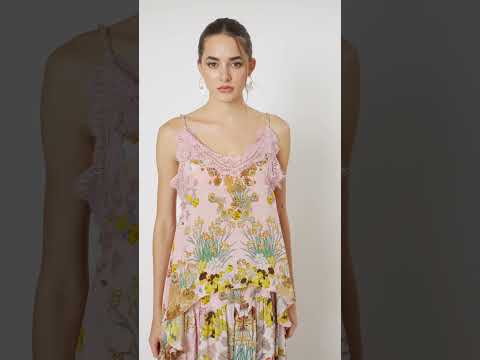 Koré Collections A-Line Lacy Maxi Skirt in the Jardin au Soleil floral print by Koré Collections, showcasing its flowing silhouette and delicate lace details.
