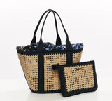 VIMINI AND RAFFIA POCHETTE BAG WITH ZIP