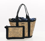 VIMINI AND RAFFIA POCHETTE BAG WITH ZIP