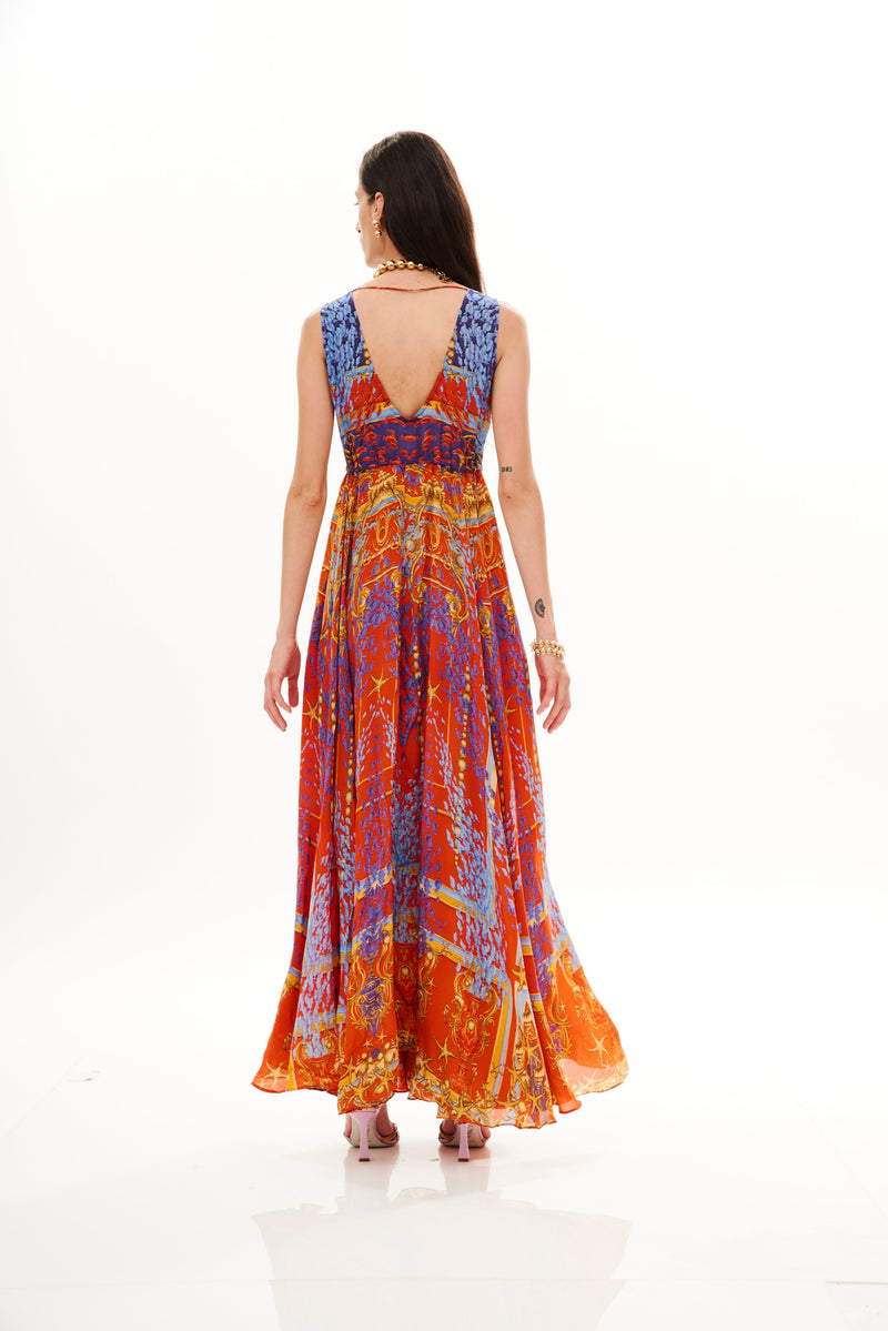 V- SHAPE LONG DRESS