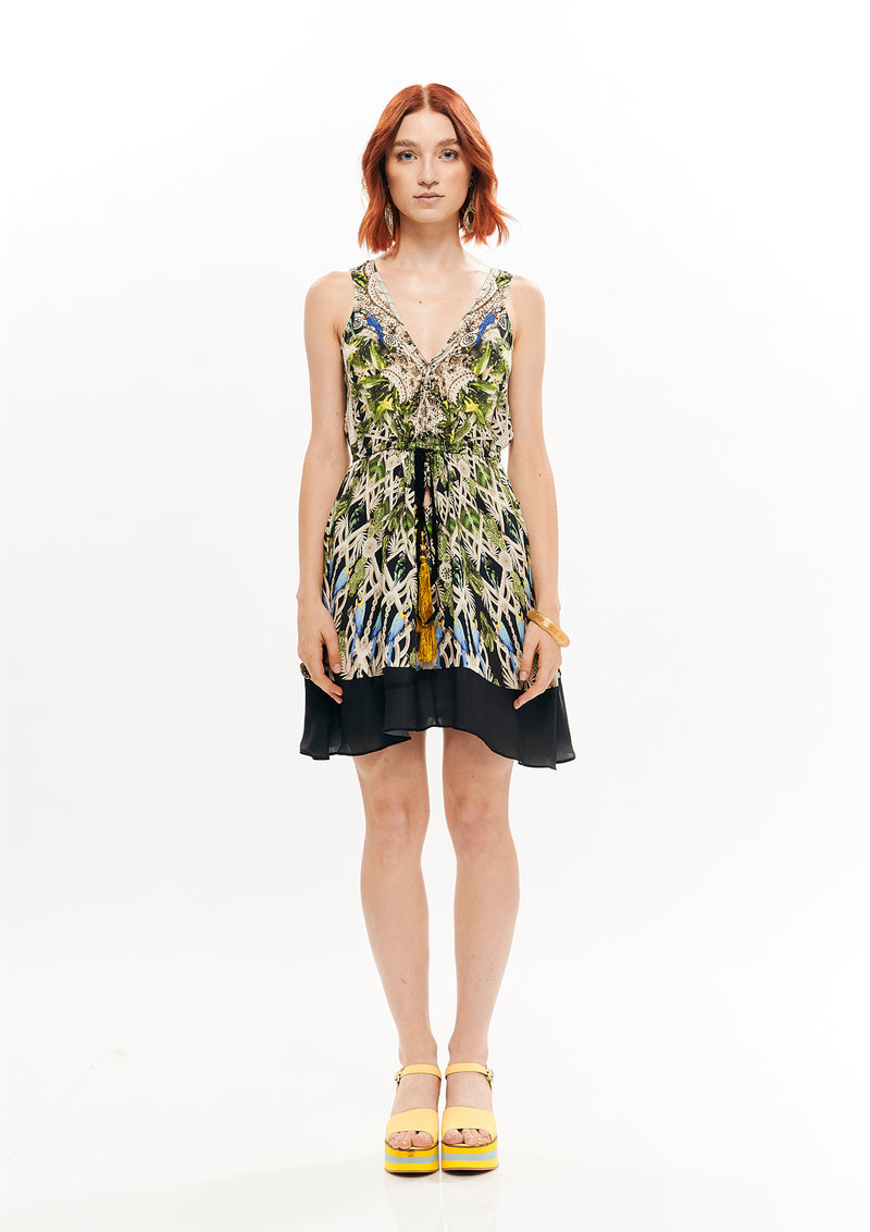 V- SHAPE  SHORT DRESS