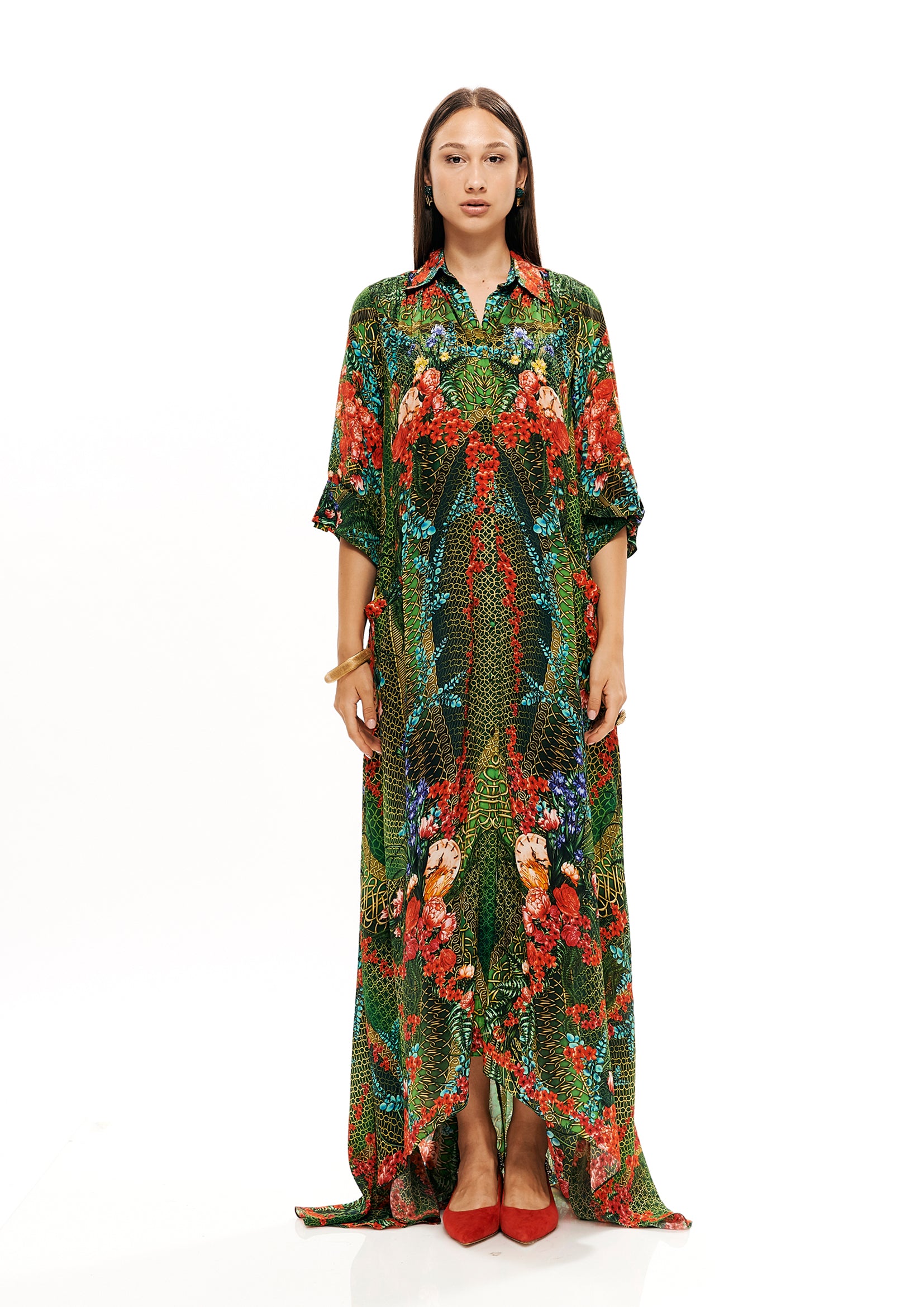 Draping back chemisier in Alice Garden Jungle print