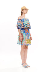 FLOWER PLEATS SHORT SKIRT