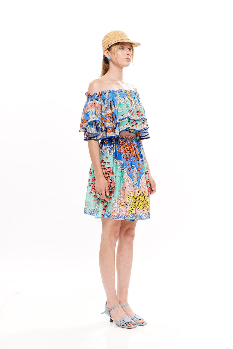 FLOWER PLEATS SHORT SKIRT