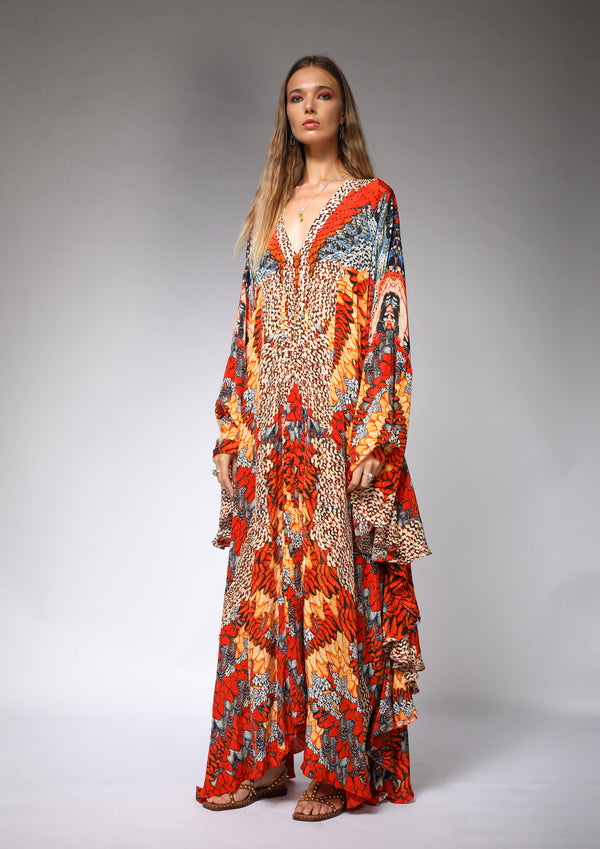 RUFFLED LONG KAFTAN - korecollections